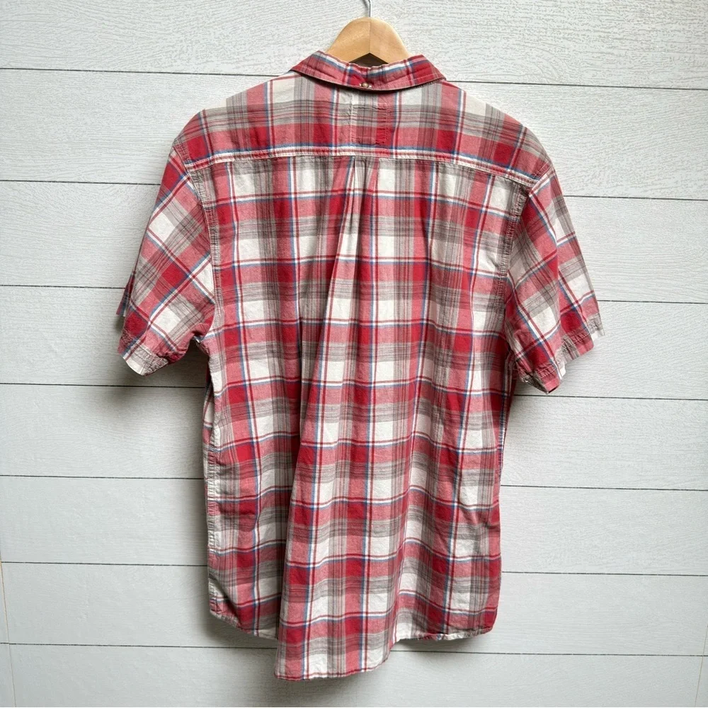 Levi’s | Cotton Red White Blue Plaid Short Sleeve Shirt – Vintage Americana | LG